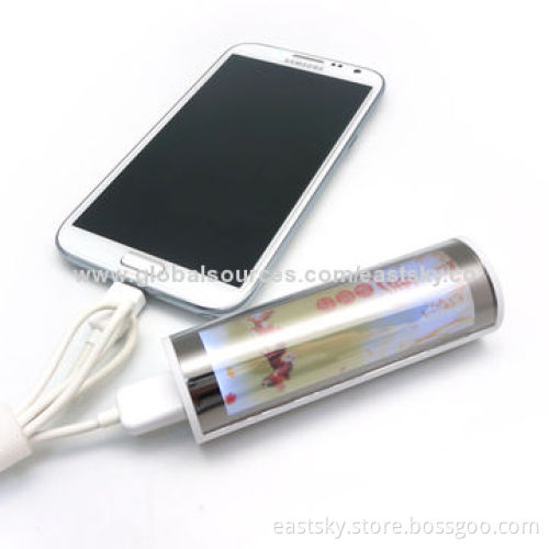 Elegant power bank charger, 2200mAh, LED light box design